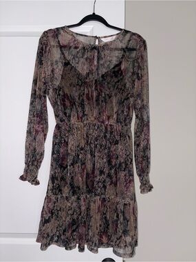 LC Lauren Conrad Long Sleeve Dress Floral Muted print